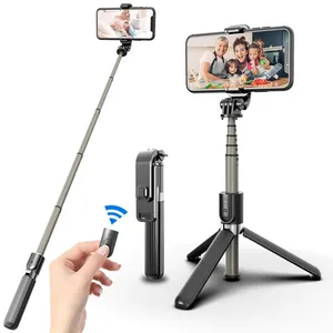 Telefon ve kamera için Selfie sopa Tripod L03 alüminyum alaşım katlanabilir wirelessTripod Selfie sopa