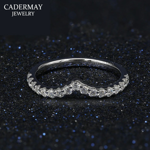 V Shape Diamond Ring S925 Silver White Women's Minimalist Everyday Wear Jewelry - Product Image 4