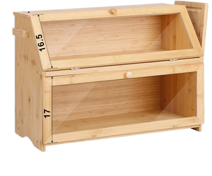 Boîte à pain en bambou double couche avec fenêtre transparente, récipient de rangement naturel pour comptoir de cuisine - Product Image 4