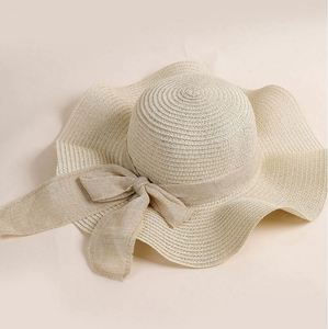 Sombreros de verano para mujer al por mayor, sombrero de sol de paja de papel barato para playa, sombrero de cubo de ala ancha con cinta - Product Image 3