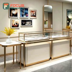 Vitrina de Exhibición de Joyería de Metal y Madera de Lujo, con Iluminación LED de Vidrio, Exhibidor Interior de Alta Gama para Boutique - Product Image 4