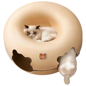 2024 tempat tidur kucing hewan peliharaan kustom kualitas tinggi desain kelapa besar tempat tidur terowongan kucing rasa kecil tempat tidur kucing donat kotak pola cetak hewan - Product Image 3