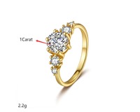 Perhiasan Perak Sterling 925 Grosir Berlapis Rhodium Klasik Enam Cakar 1CT Warna D VVS1 Moissanite Cincin Mewah untuk Wanita