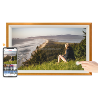 Bingkai Foto Digital Kayu 32" Layar Sentuh IPS HD, Bingkai Foto Digital Dinding, Bagikan Foto & Video Melalui Frameo