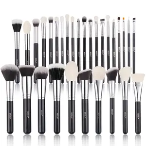 BEILI Wholesale 30pcs Black Makeup Brushes Set Beauty Tools Synthetic Goat Pony hair Makeup Brushes Set Private Label