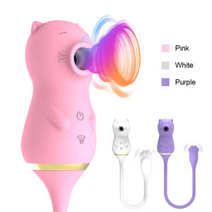 Paling Populer 2 in 1 Vibrator Bentuk Kucing Penghisap Kuat Stimulasi Klitoris Wanita Pasangan Pemijat Titik G Vibrator - Product Image 1