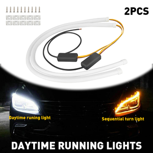 2x 60cm 24inch Car <b>LED</b> Switchback DRL daytime running lights <b>Tube</b> Light Strip Amber Sequential Flow Turn Signal - Product Image 2