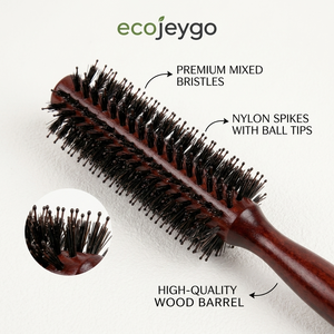 Nova Escova de Cabelo Cilíndrica de Madeira com Cerdas de Javali para Cabelos Longos, Curtos, Cacheados e Lisos, para Secagem, Modelagem e Cachos, para Mulheres, Homens e Crianças - Product Image 1
