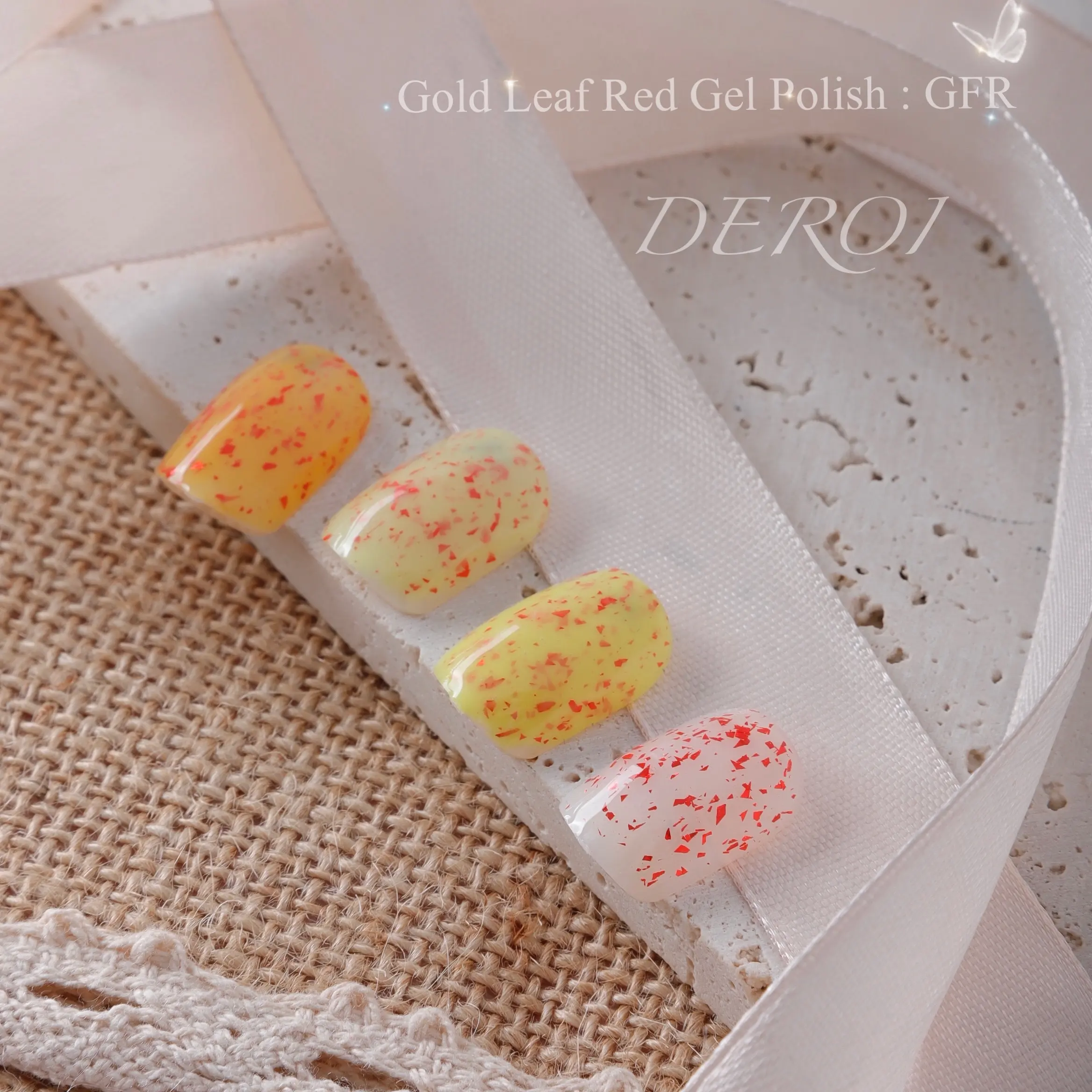 Deroi Gold Leaf Red Gel Nail Professional Nail Supplies Fabricant d'ongles 15ml Glitter Gel Polish