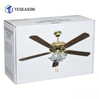 Ventilateur de plafond TS52-5C4L 52 pouces avec lumière |   5 pales en MDF, 4 supports de lampe E27, commande par cordon, AC60W DC30W 110-240V