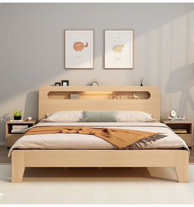 Cama nórdica de madera maciza de 1,8 m, cama doble grande para <span class=keywords><strong>matrimonio</strong></span>, <span class=keywords><strong>dormitorio</strong></span> moderno y sencillo, estilo japonés - Product Image 1