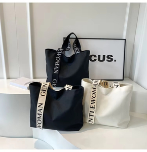Bolsa de Compras de <span class=keywords><strong>Lona</strong></span> Grande Personalizada de Color Sólido con Logotipo Impreso, Diseño de Letras, Cierre de Cremallera, Bolsillo Reutilizable de Poliéster - Product Image 1