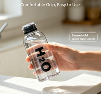 Bouteille d'eau en verre de qualité alimentaire avec couvercle, bouteille à boire en verre borosilicate transparent avec manchon en silicone, bouteille d'eau anti-fuite pour les voyages