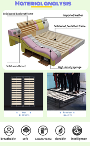 Lusso moderno <span class=keywords><strong>letto</strong></span> King-Size in legno multifunzionale per camera <span class=keywords><strong>da</strong></span> <span class=keywords><strong>letto</strong></span> con funzione elettrica in pelle e Tatami Message - Product Image 5