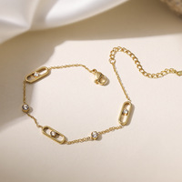 Collier ras du cou tendance en acier inoxydable plaqué or 18 carats, chaîne à maillons ovales sertis de zircone cubique, bijoux géométriques minimalistes et délicats