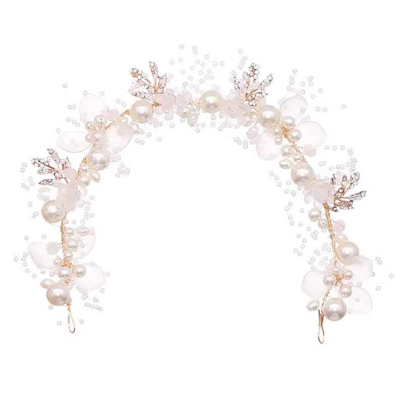 Yeni stil İnci çiçek Hairbands gelinler için el yapımı örgü kristal saç düğün aksesuarları kadınlar