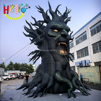 Décorations d'Halloween Ballon Démon Gonflable Décor de Fête Arbre Gonflable Monsterwith Lampe LED et Souffleur d'Air