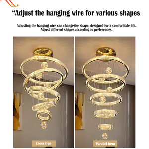 लिविंग रूम लॉबी के लिए आधुनिक लक्जरी राउंड चेंडेलियर और रिमोट कंट्रोल के साथ छत की स्थापना के लिए बनाया गया - Product Image 2