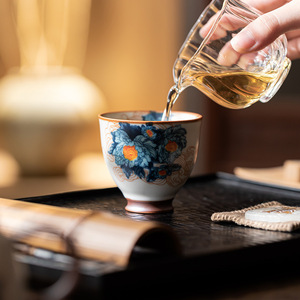 Guanlan Ru Kiln Master Cup Ceramic <b>Teacup</b> High-Footed Round Simple Design For Afternoon Tea - Product Image 2