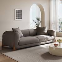 Ensemble de canapés doux et populaires, canapés de luxe modernes en tissu blanc avec pieds en bois massif pour le salon de la maison