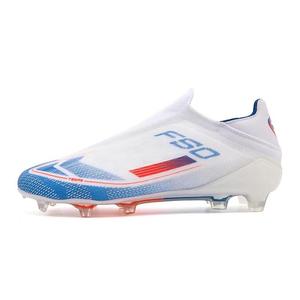 Chaussures <span class=keywords><strong>de</strong></span> football FG/AG basses sans lacets à rayures, personnalisables avec logo, noires, or et blanches, pour hommes - Product Image 5