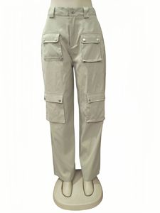 Pantalones <span class=keywords><strong>cargo</strong></span> con <span class=keywords><strong>m</strong></span>últiples bolsillos al por mayor de fábrica, pantalones de chándal de pierna recta de talla grande para <span class=keywords><strong>mujer</strong></span>, pantalones informales de moda de calle alta - Product Image 2