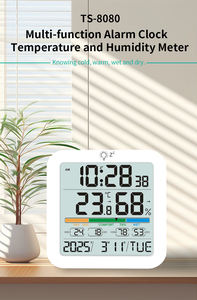 بطاريات AAA تعمل بالطاقة شاشة الإضاءة الخلفية LCD ميزان الحرارة بالشفط المغناطيسي ومقياس الرطوبة المنبه مع عرض التقويم - Product Image 2