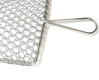 Panier de barbecue carré pliable portable en acier inoxydable soudé, filet de cuisson en maille métallique à long manche pour poisson