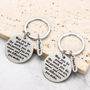 Offre Spéciale rond blanc en acier inoxydable porte-clés gravé slogan pouvez-vous être porte-clés bricolage cadeau personnalisé pour <span class=keywords><strong>les</strong></span> <span class=keywords><strong>collègues</strong></span> - Product Image 2