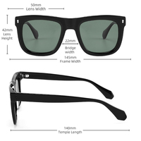 Lunettes de soleil polarisées en acétate pour hommes, tendance, de marque de luxe, protection UV400, monture carrée épaisse noire, logo personnalisé, vente chaude