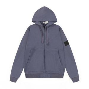 2025 Men's 100% Cotton <strong>ROCK</strong> Style Hoodie Solid Color Zipper Sweatshirt Warm Winter <strong>Clothing</strong> From Manufacturers - Product Image 2