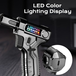 Encendedor de chorro de pistola en forma de pistola moderno al por mayor con llama azul a prueba de viento diseño recargable de gas <span class=keywords><strong>butano</strong></span> USB recargable - Product Image 3