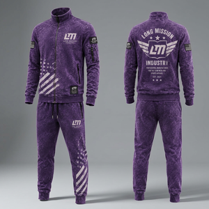 Survêtement Homme LONG MISSION INDUSTRY Violet Uni avec Fermeture Éclair Intégrale, Design Sportif, Impression par Sublimation, Respirant, 100% Coton Léger - Product Image 4