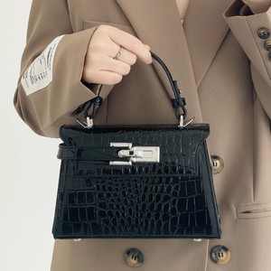 Crocodile Pattern Kelly Bag For Women Black Horizontal <b>Square</b> Flap Lock Closure Durable Handbag Winter 2025 - Product Image 1