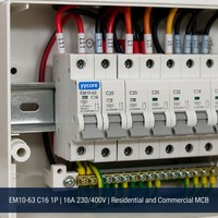 Disjoncteur miniature Yycore YYCEM10-63 C16 1P AC 16A 230/400V 10kA Courbe C IEC/EN 60898-1 CB CE UKCA