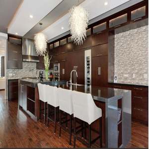 Manufacturer Apartment Wooden Solid Wood Kitchen Cabinet Custom Service Classical Kitchen Cabinets with Brown Coating - Product Image 2