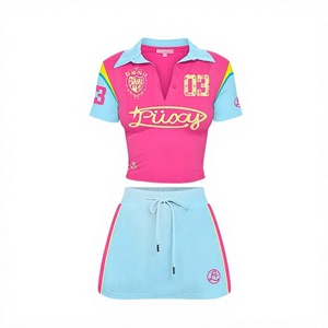 ชุดเซ็ตโปโลผู้หญิงแบบใหม่ปี 2026 ดีไซน์ตัดต่อสีพื้น แขนกุด เสื้อยืด กระโปรงสั้นระดับเข่า ชุด 2 ชิ้น แฟชั่นฤดูร้อน สไตล์สตรีทแวร์ - Product Image 2