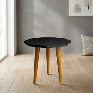 Table d'appoint en bois minimaliste moderne avec plateau octogonal géométrique et pieds en bois massif durables pour la maison, l'hôtel, le café - Product Image 2