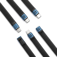 Kabel USB-C Male to Male 40Gbps 240W Sudut Naik, Silikon Cair, Pipih, Transfer Data Kecepatan Tinggi