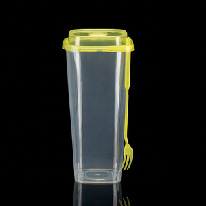 Vasos de Plástico PP Transparentes Cuadrados con Tapa para Smoothies, Té de Burbujas y Otras Bebidas - Product Image 1