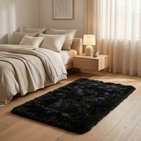 Tapis de couloir modernes en polyester pelucheux, extra épais, noirs, lavables, antidérapants pour chambres, couloirs, chevets et dortoirs