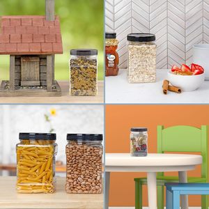 Clear Food Grade PET Plastic Square Grip Storage Jar With Cap - Product Image 5