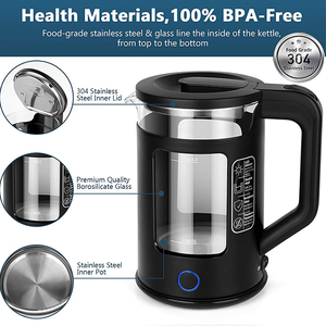 กาต้มน้ำแก้วไร้สายขนาด 1.7 ลิตร ต้มน้ำเดือดเร็ว ปลอดสาร BPA พร้อมระบบป้องกันน้ำแห้ง หมุนได้ 360 องศา ปิดอัตโนมัติ - Product Image 4