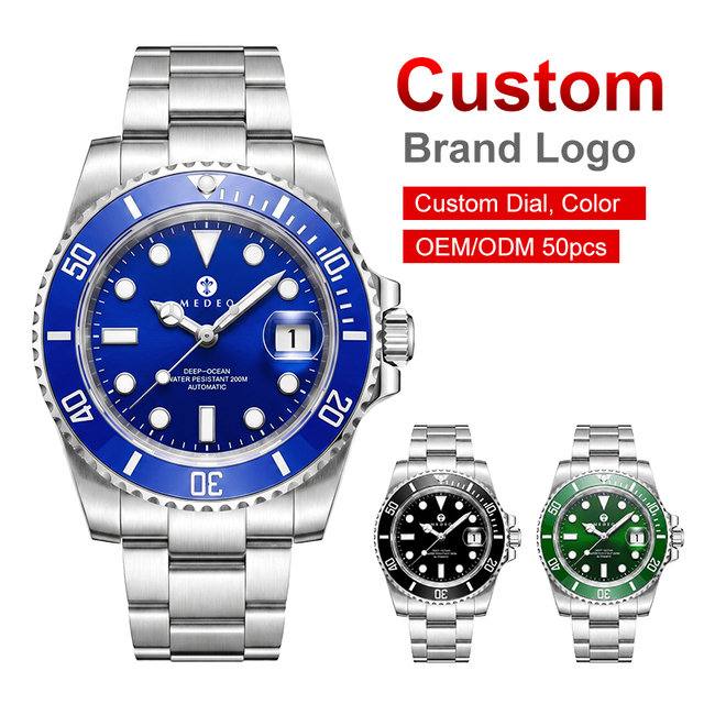 Mens Dive Watch 9015 Movement Easy to Read Dial 200 M Waterproof BGW9 Luminous Analog Alarm Chronograph Sapphire Crystal Watch