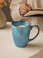 Tasse à café en céramique bleue écologique 200 ml, durable, style américain moderne, avec poignée, passe au lave-vaisselle, ne convient pas au micro-ondes