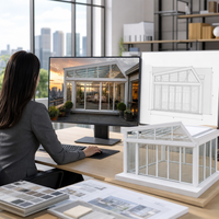 Véranda sur mesure en aluminium avec toit en verre, terrasse préfabriquée, serre, patio, jardin avec verre trempé pour villa