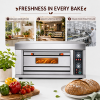 Four à sole au gaz commercial 1 sole 2 plateaux en acier inoxydable robuste de qualité industrielle pour boulangerie, pain et pizza, à commande par bouton