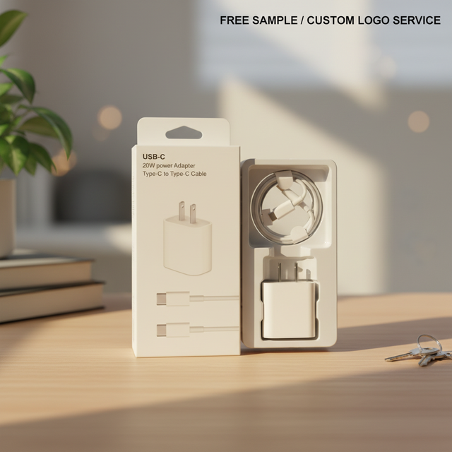 US EU 20W PD USB-C Power Supply Adapter with OTP Protection Fast Charging USB-C L Cable for iPhone 16 15 14 13 12 11