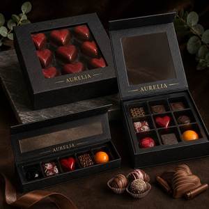 Caja de Regalo de Trufas de Lujo con Logotipo Personalizado, Caja de Chocolate de Papel Rígido con Almohadilla, Caja de Cokolata, Kutusu Luks, Caja para Bombones - Product Image 2