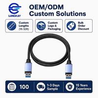 Cable USB 3.0 A a A Macho LUNGKAY de 5 Gbps de Alta Velocidad con Núcleo de Cobre Blindado para Transferencia de Datos en PC, Extensión de Hub USB, Longitud Personalizada